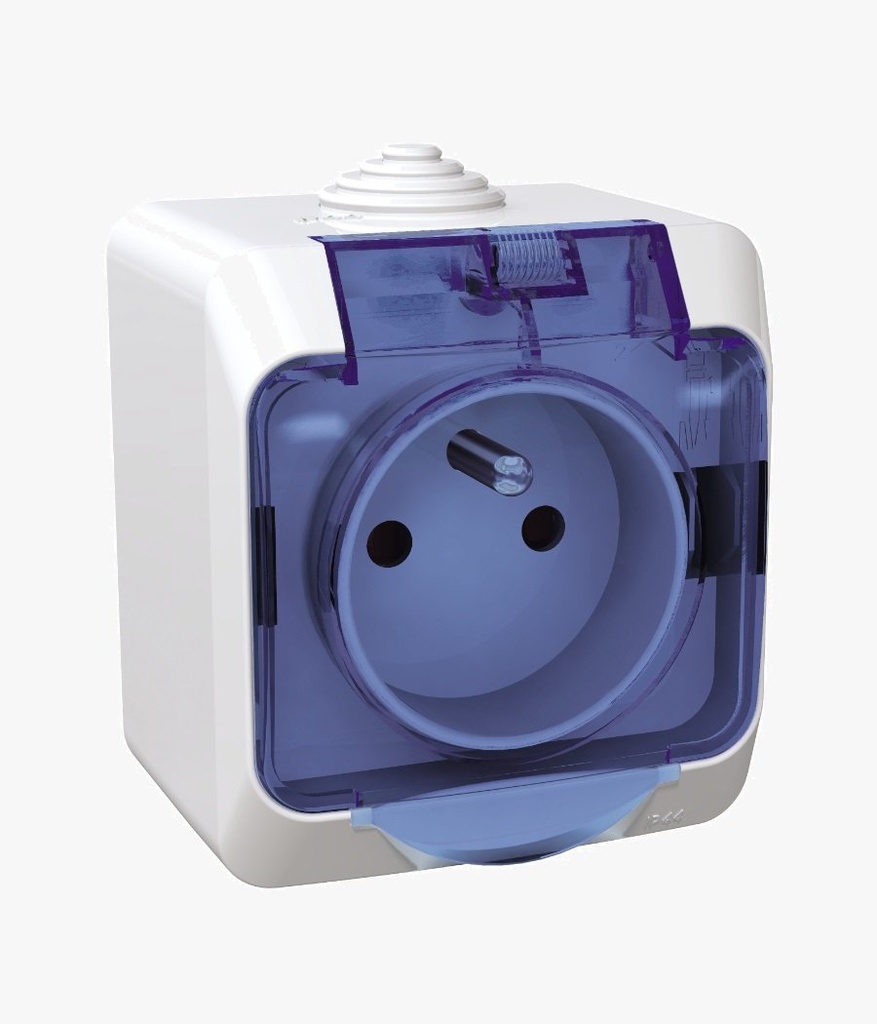 Cedar Plus – Prise de courant Etanche 2P+T 16A, Couvercle Transp.